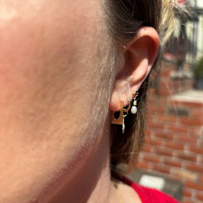14k mid century retro earring
