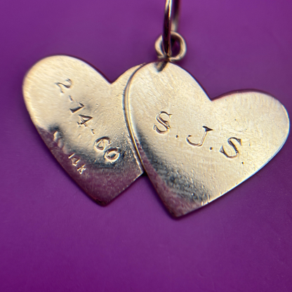 14k double heart with P and W charm