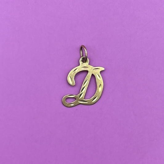 14k letter D mini charm