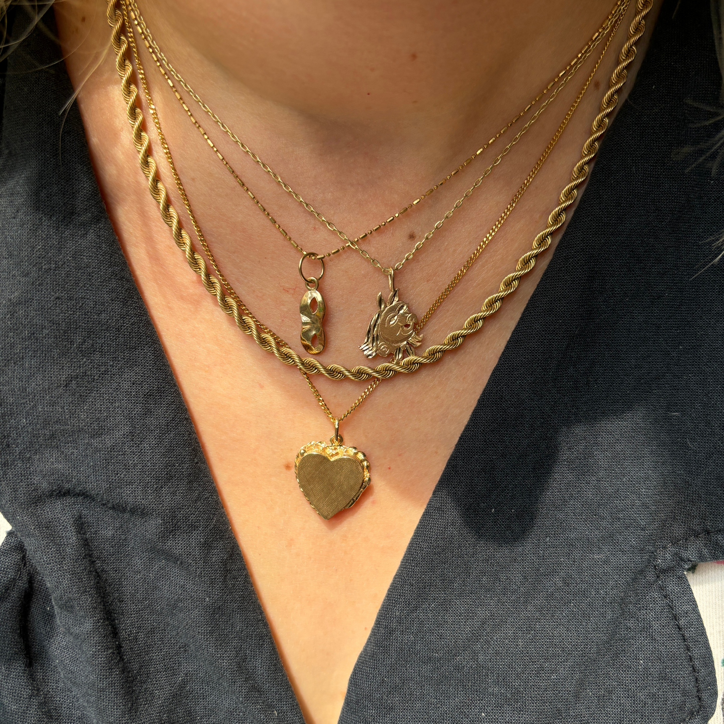 14k 50s heart locket charm