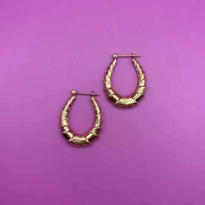 14k really good semi hollow shrimp hoops