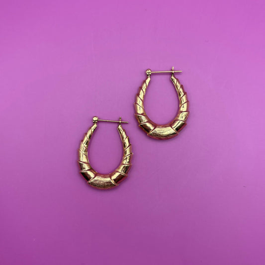 14k really good semi hollow shrimp hoops