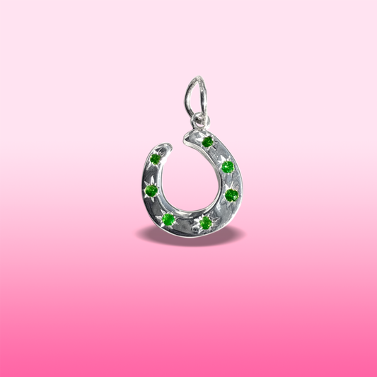 silver 7 tsavorite stars horseshoe charm