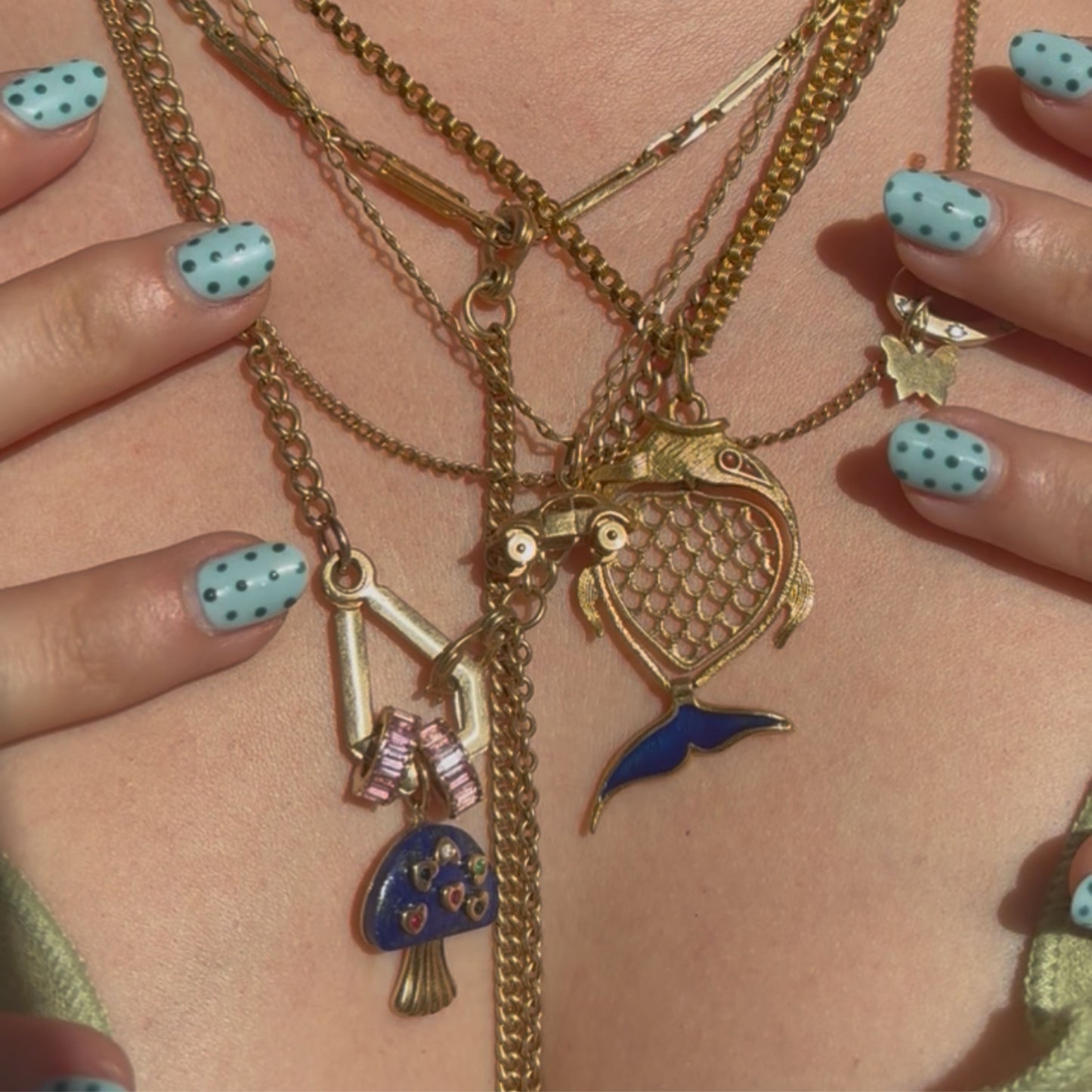 14k lapis mushroom pendant