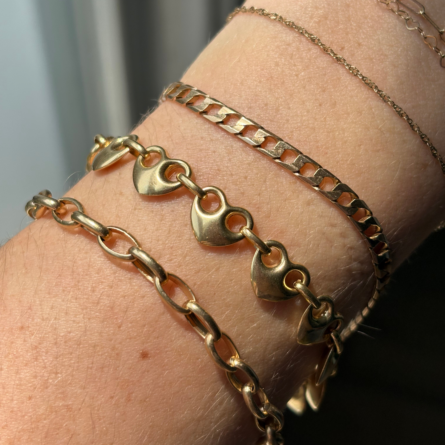 14k rolo 60s bracelet with safety chain 8"