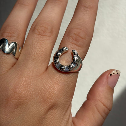 silver 7 notch horseshoe ring