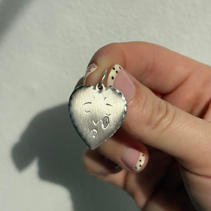 silver crying heart & diamond tear drop pendant