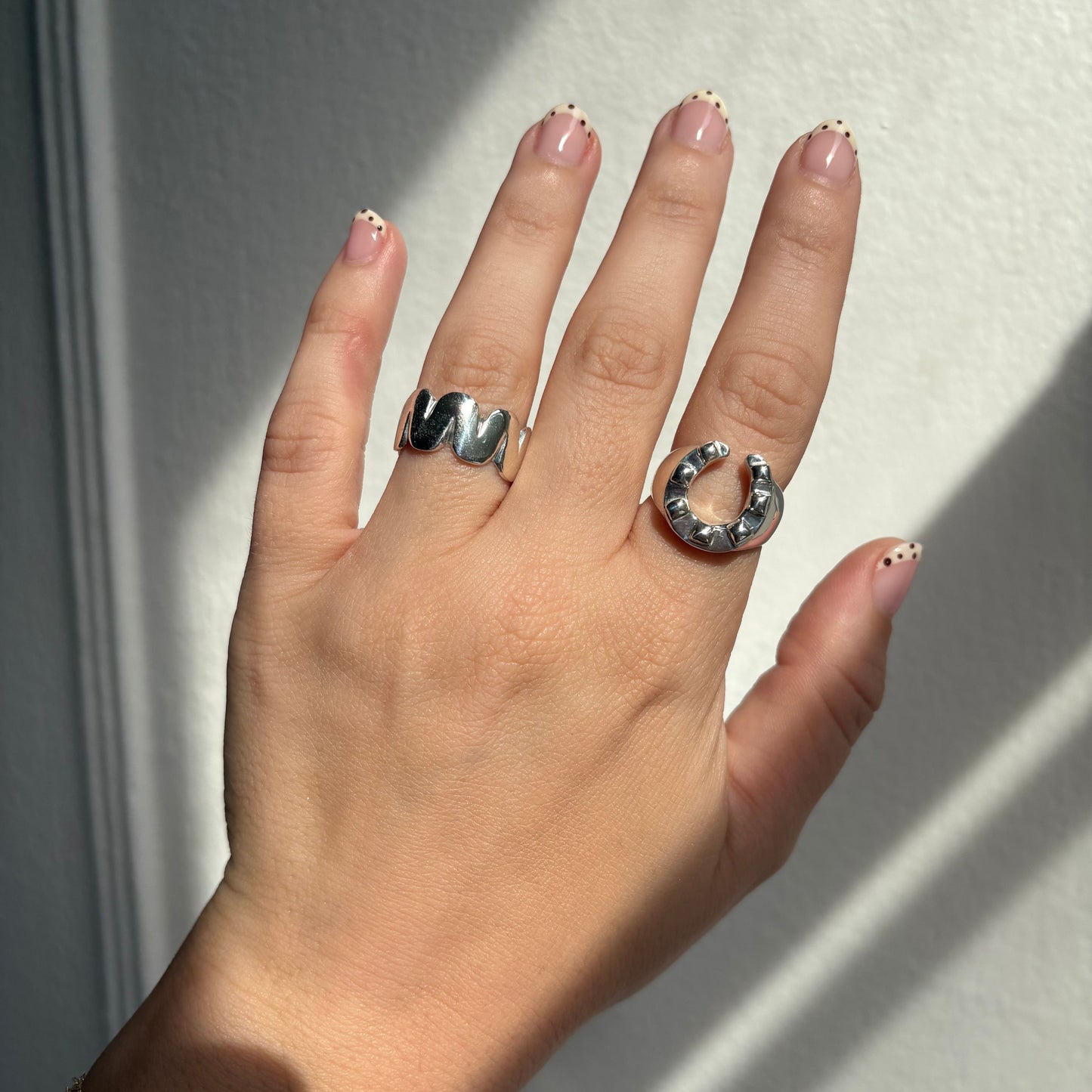 silver 7 notch horseshoe ring