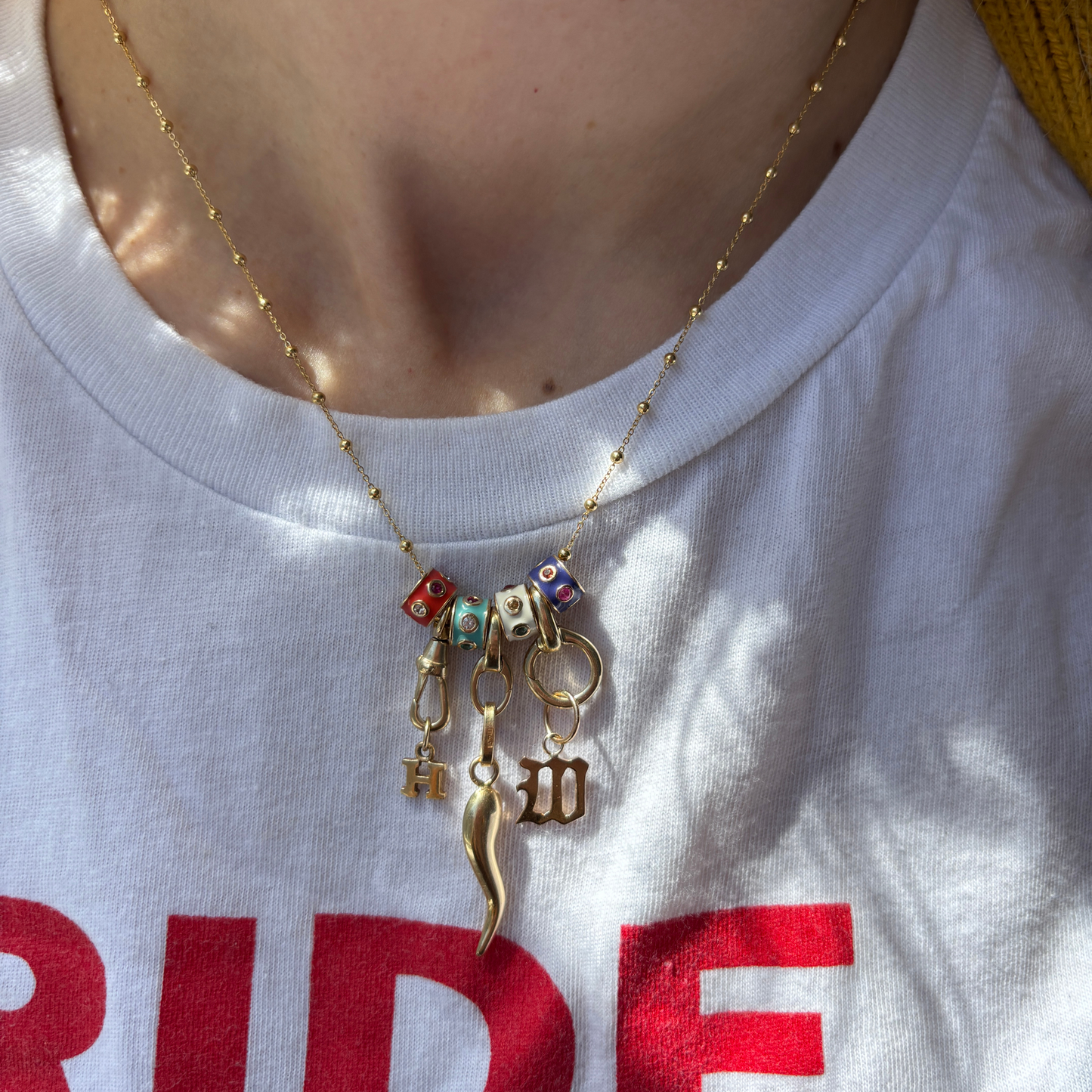 14k enamel slider with gems