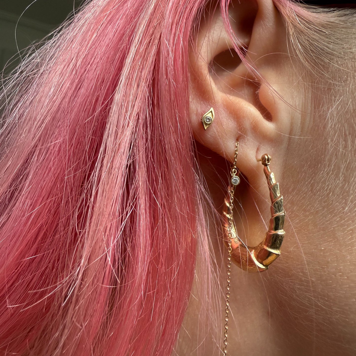 14k really good semi hollow shrimp hoops