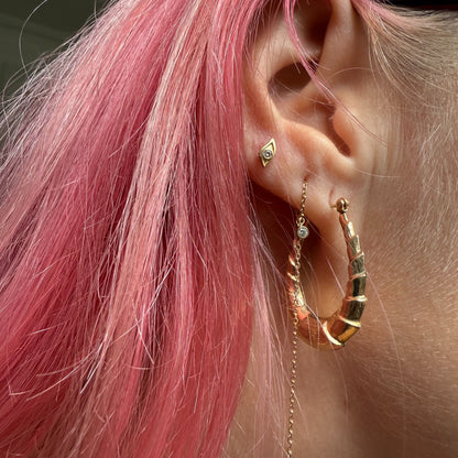 14k really good semi hollow shrimp hoops