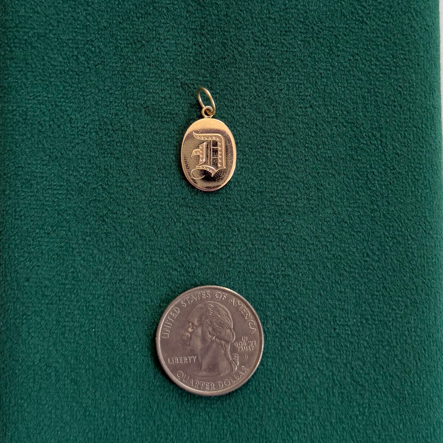 14k old english letter D cufflink conversion charm
