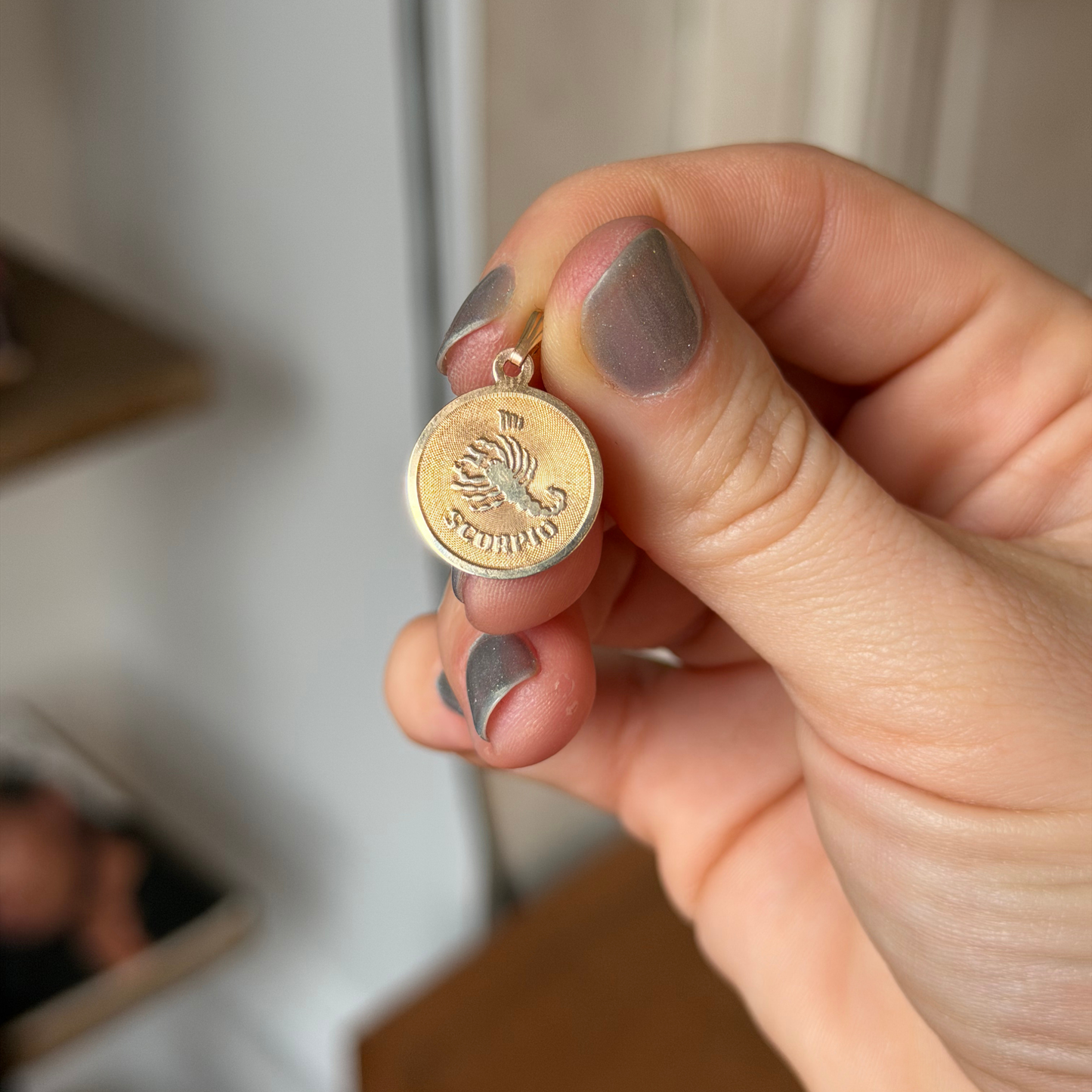 14k Scorpio medallion charm