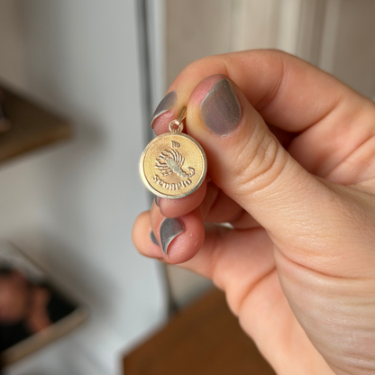 14k Scorpio medallion charm