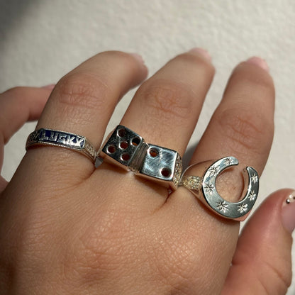 silver 7 dice ring