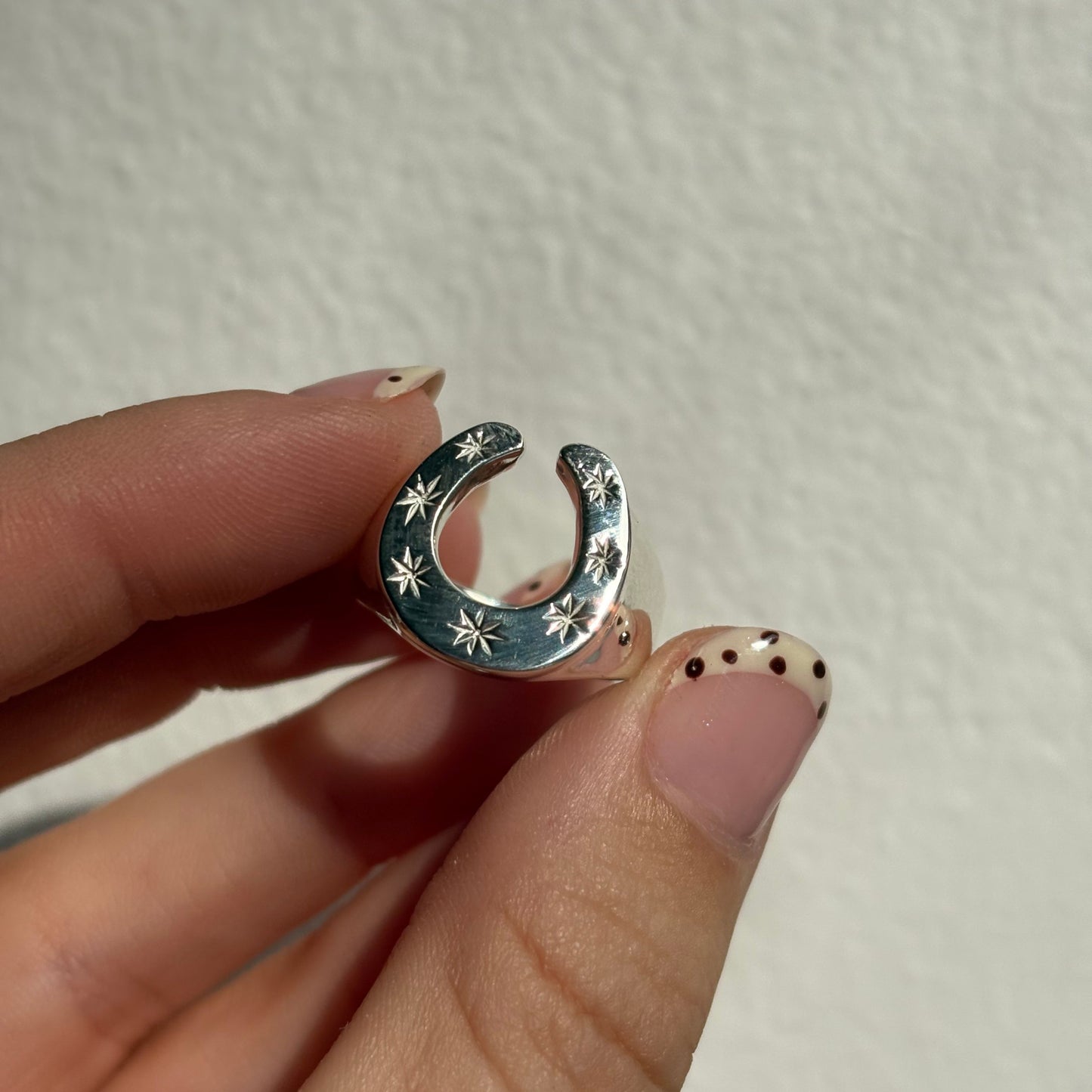 silver 7 stars horseshoe ring