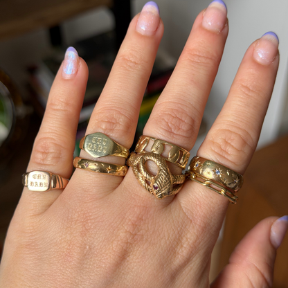 18k green blue lavender reimagined wide antique donut band