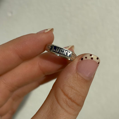 silver lucky enamel signet