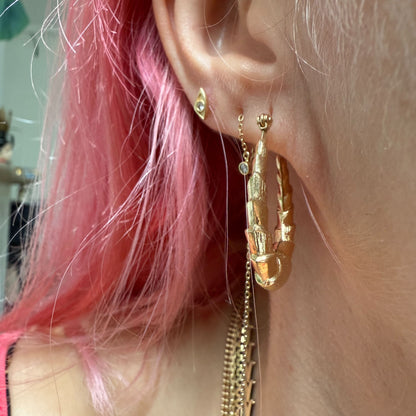 14k really good semi hollow shrimp hoops
