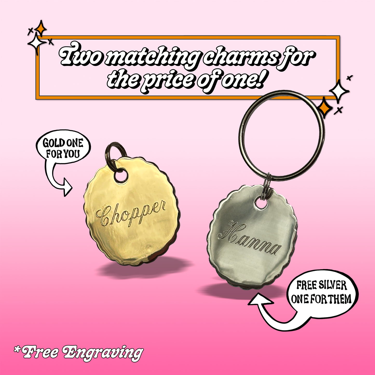 wavy dog tag charm