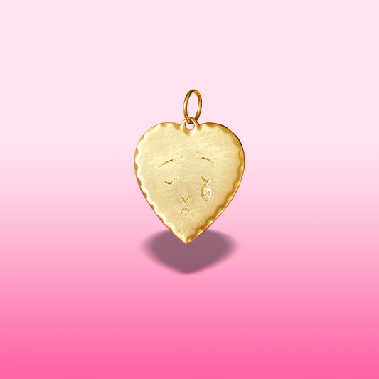 crying heart & diamond tear drop pendant