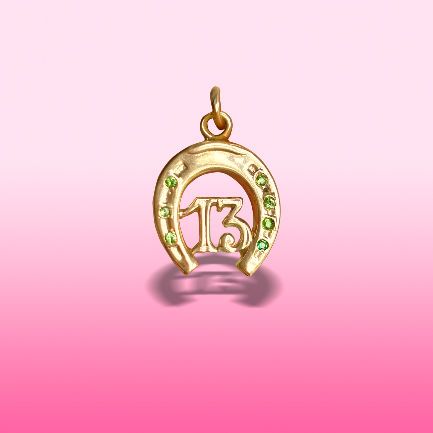 tsavorite 13 horseshoe charm