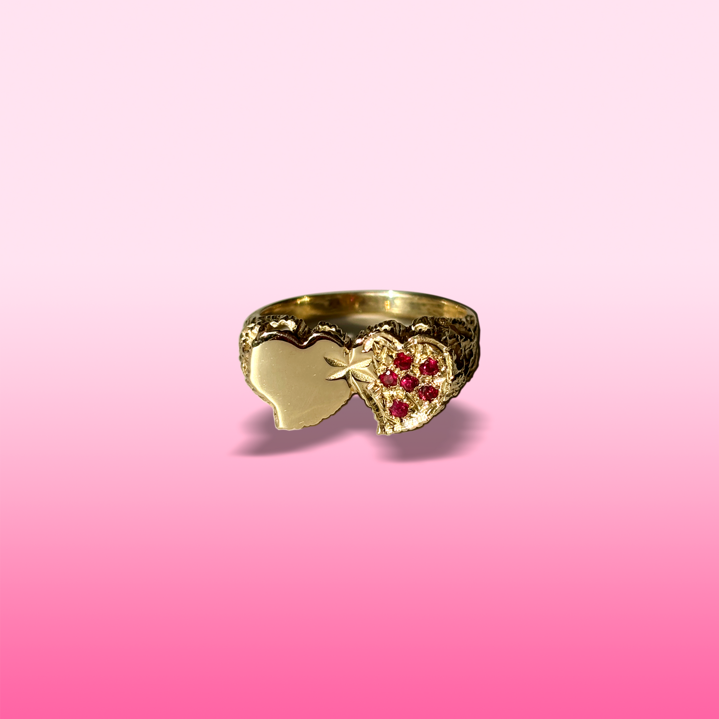 double witch's heart with rubies ring