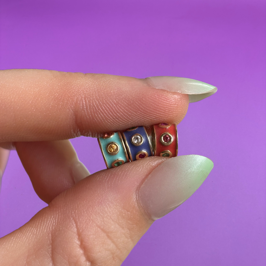 14k enamel slider with gems