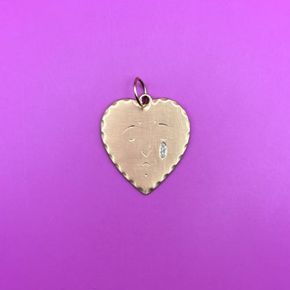 crying heart & diamond tear drop pendant