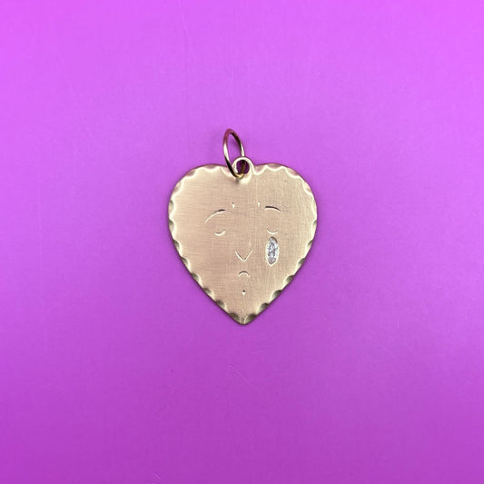 crying heart & diamond tear drop pendant