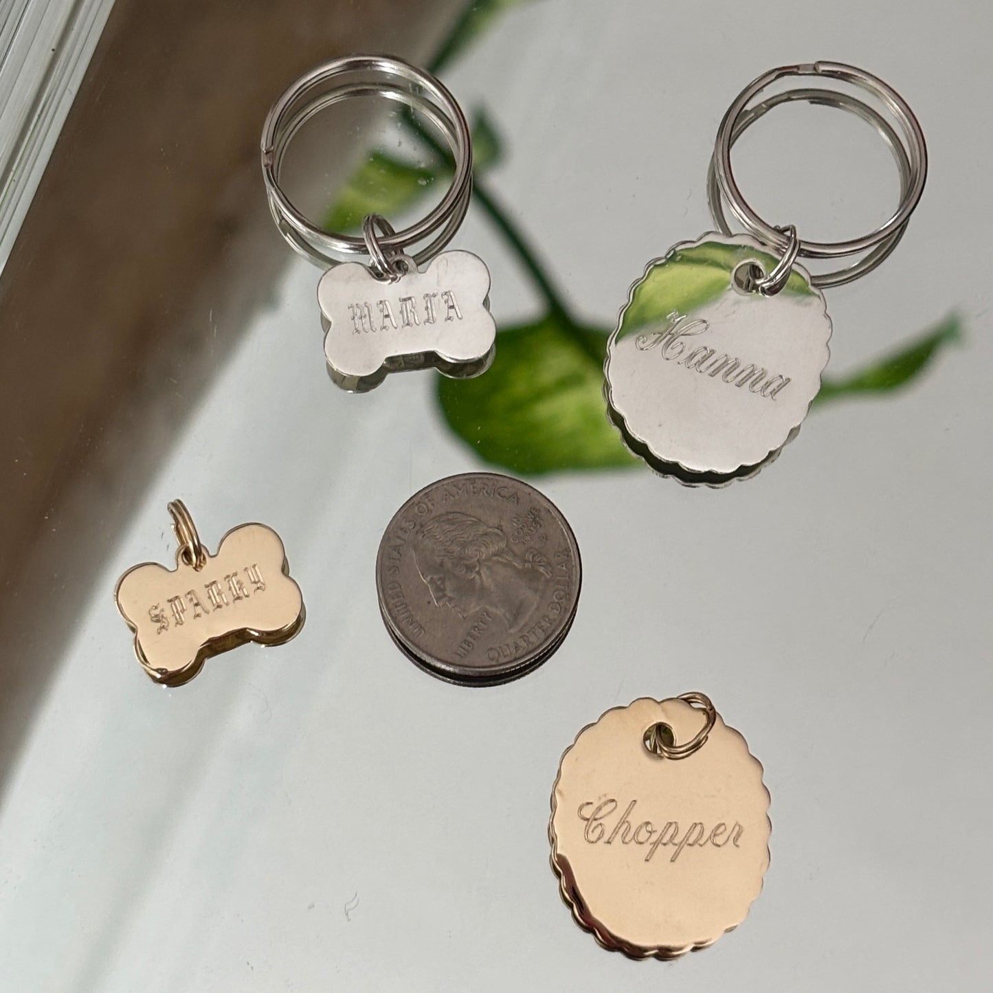 wavy dog tag charm