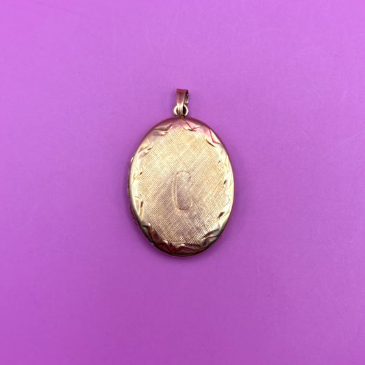 14k locket with letter C charm