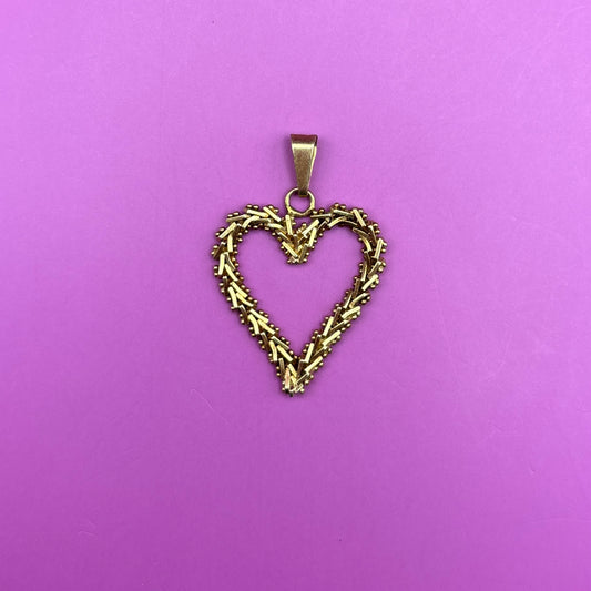 14k heart chain link charm