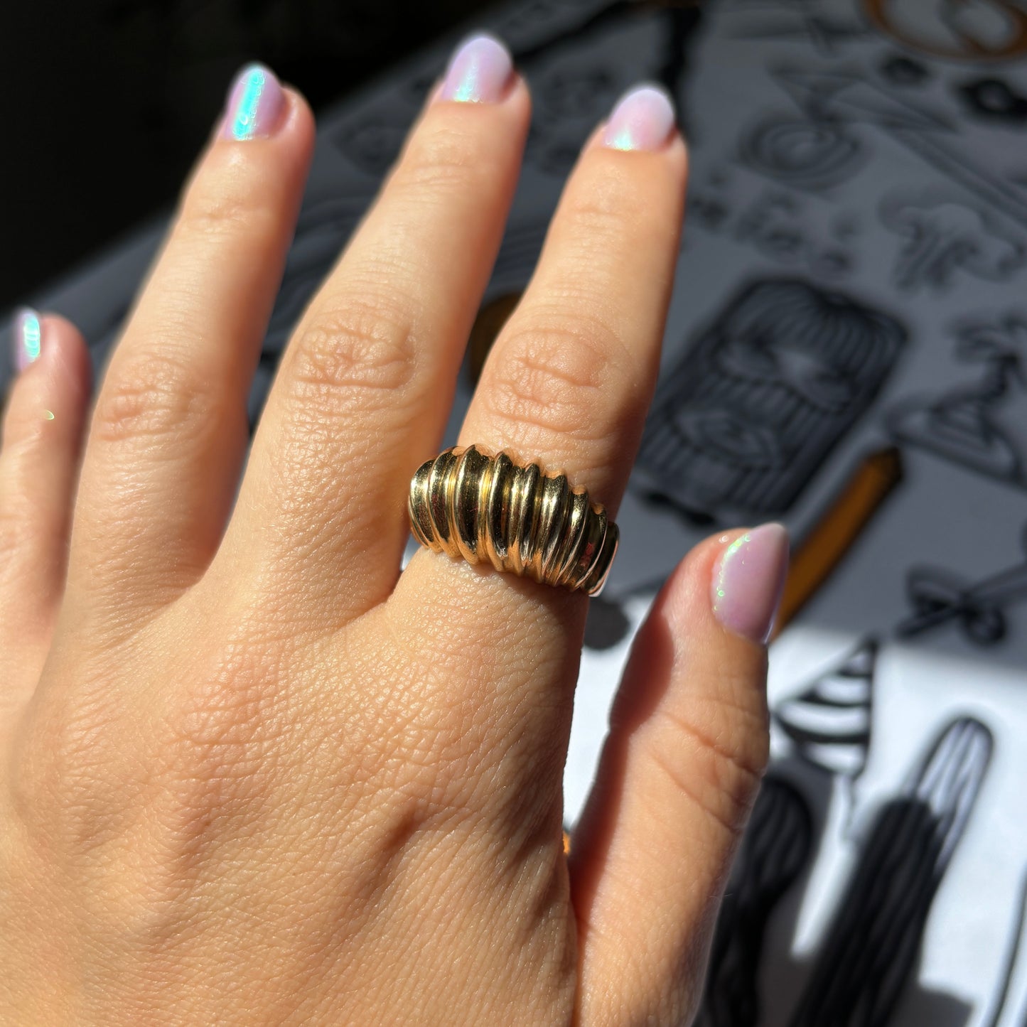 14k croissant ring