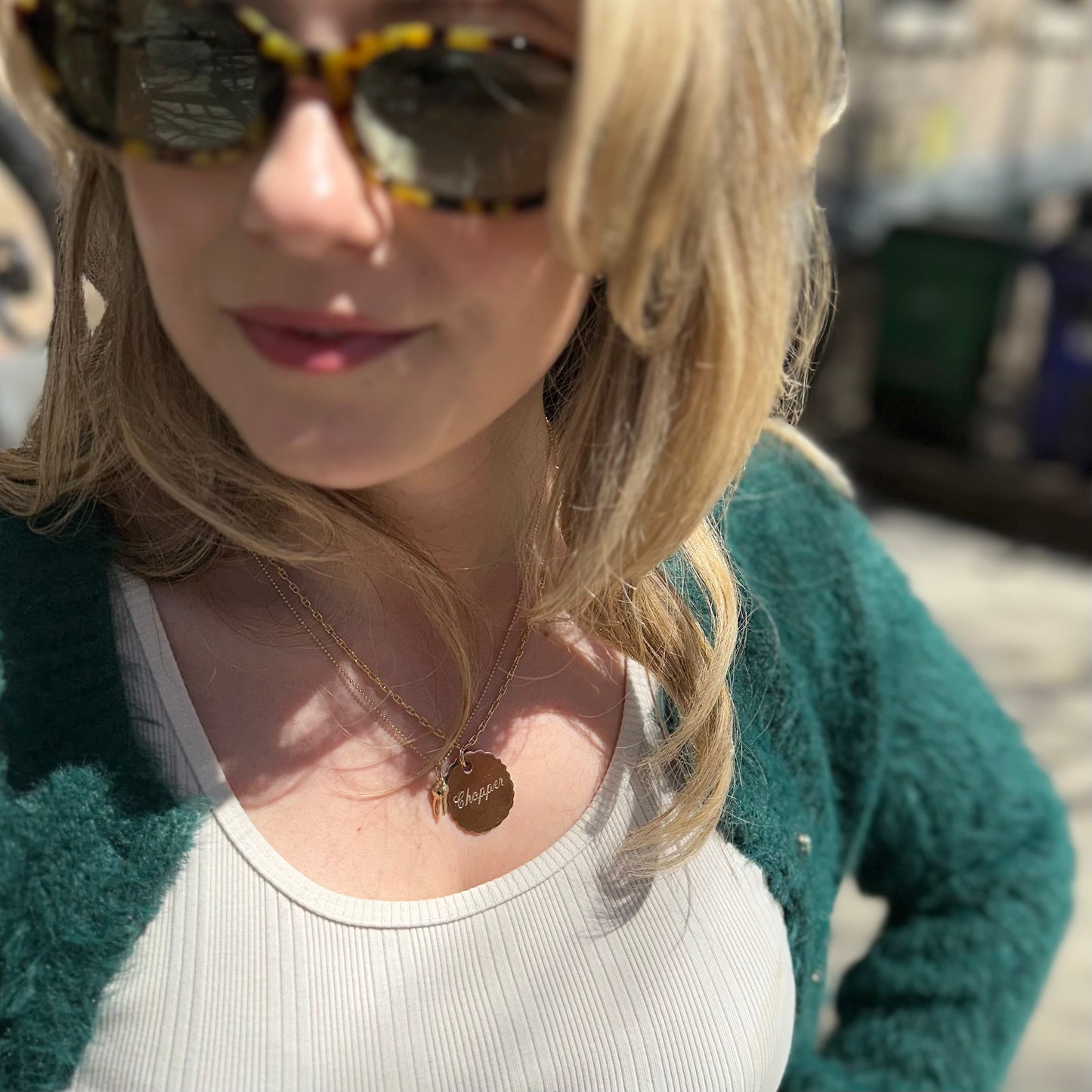 wavy dog tag charm