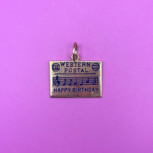 14k happy birthday telegram charm