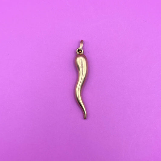 14k hollow cornicello charm