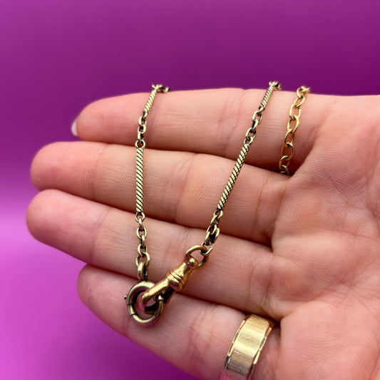 14k striped bar link watch chain 14’’