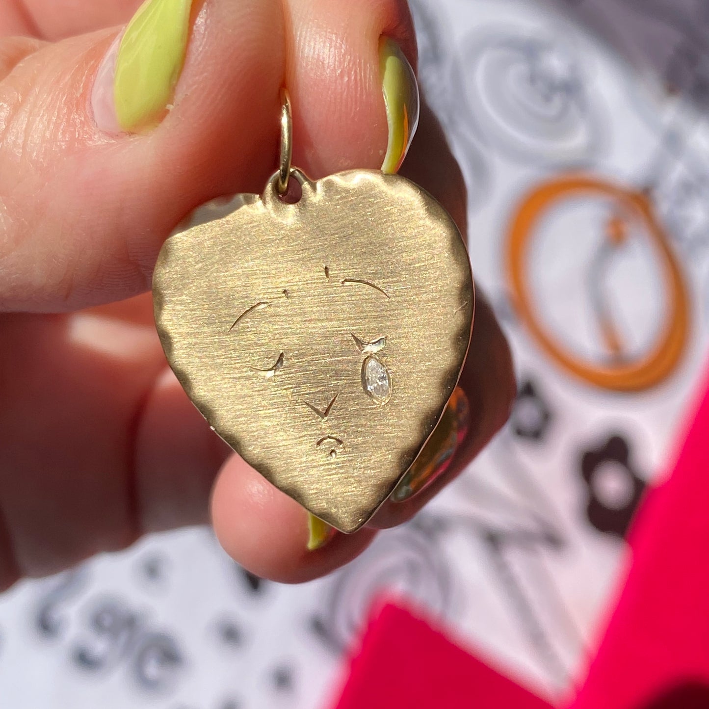 crying heart & diamond tear drop pendant