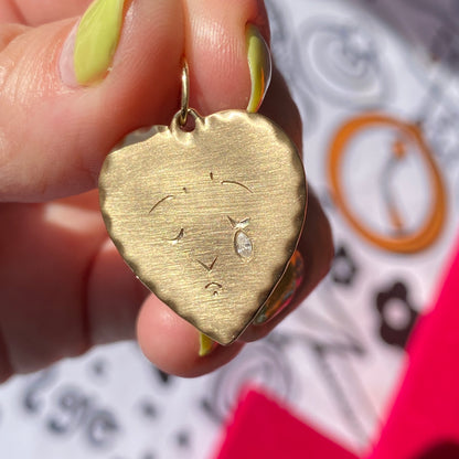 crying heart & diamond tear drop pendant