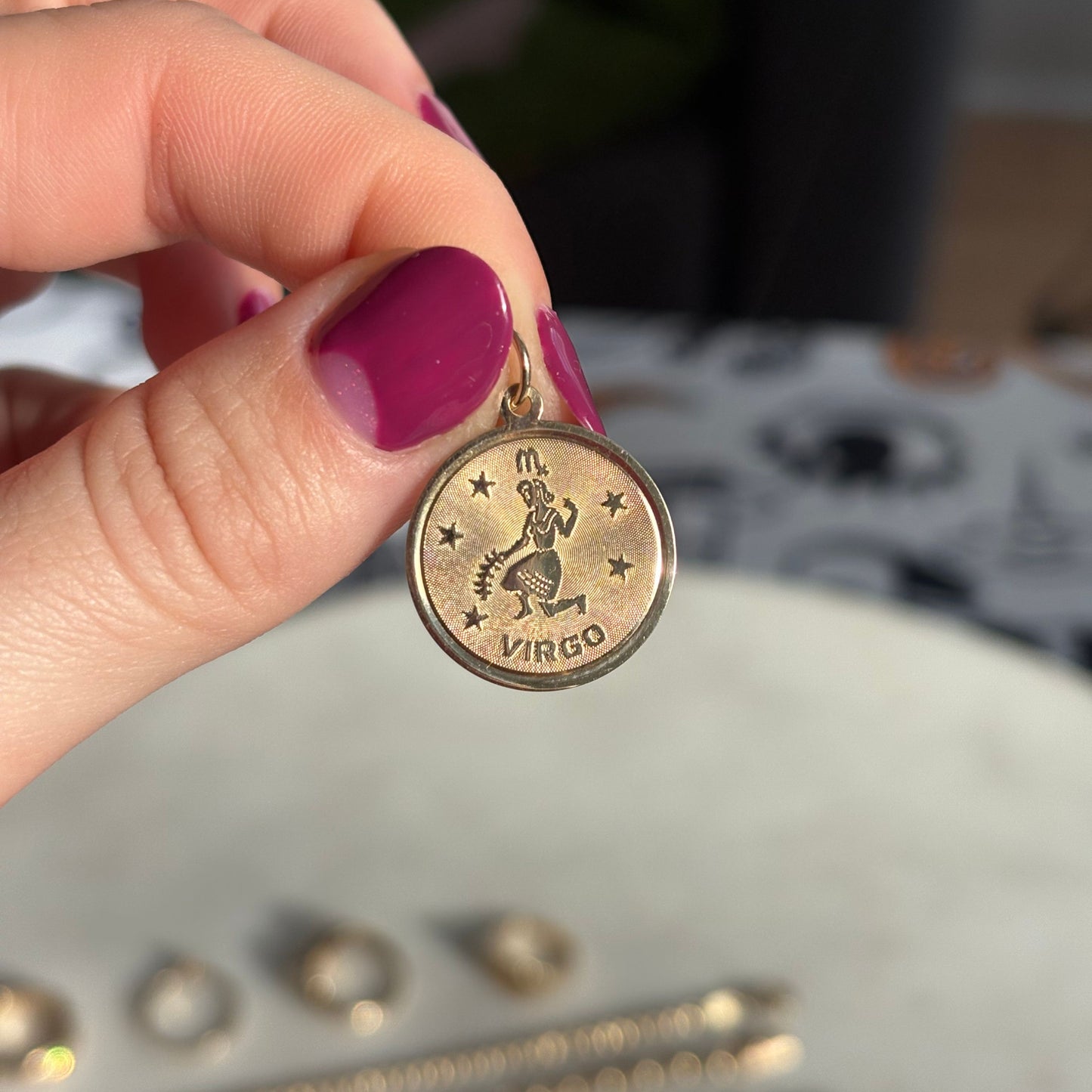 14k virgo medallion charm