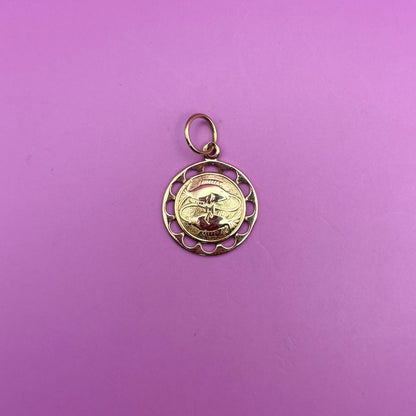 14k pisces cut out scallop charm