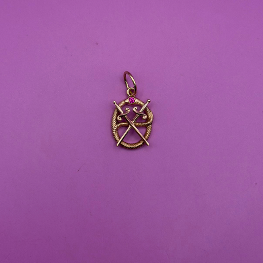 14k snake & swords frat pin conversion charm