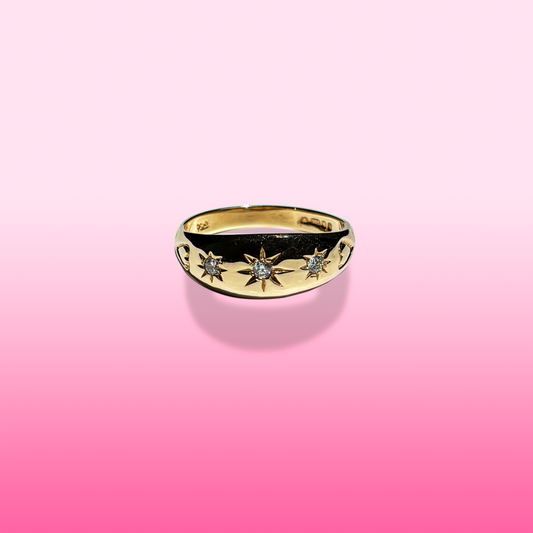 diamond star set dome ring