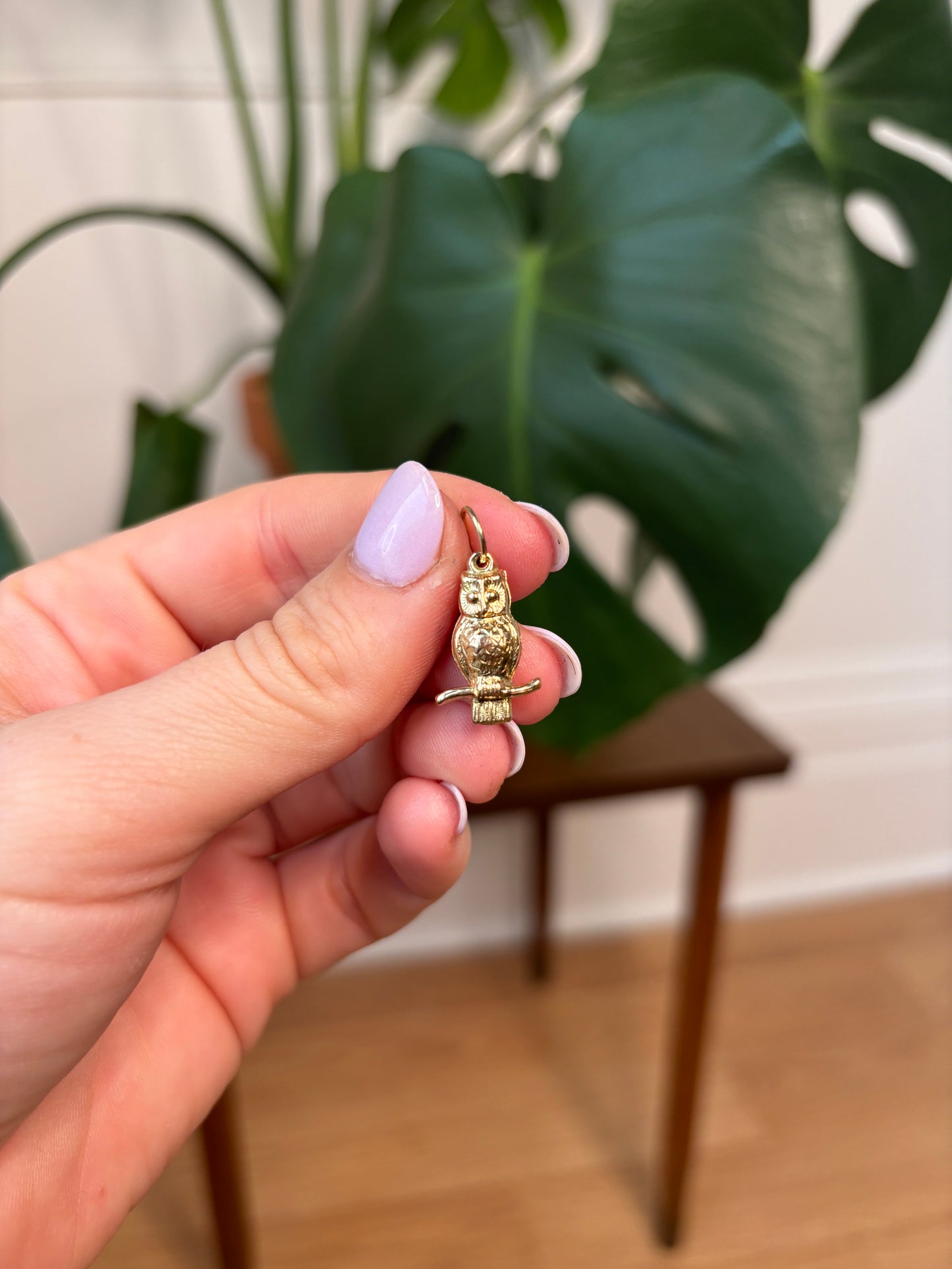 14k owl charm