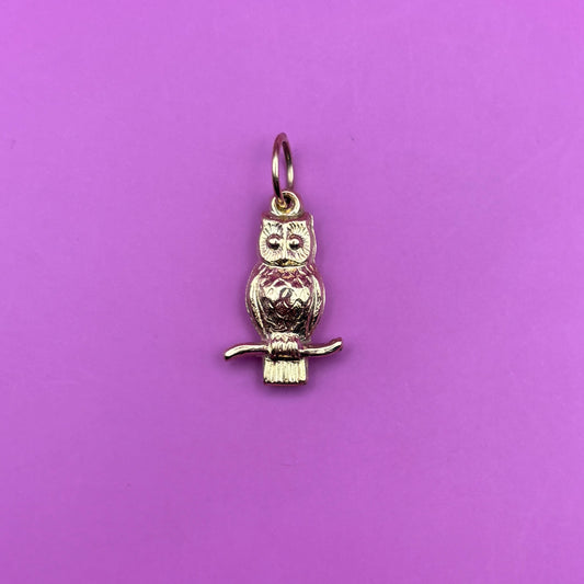 14k owl charm