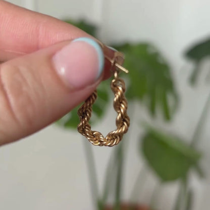 14k little rope chain earrings