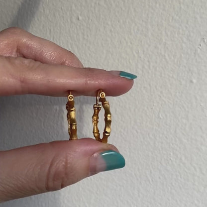 18k bamboo hoops