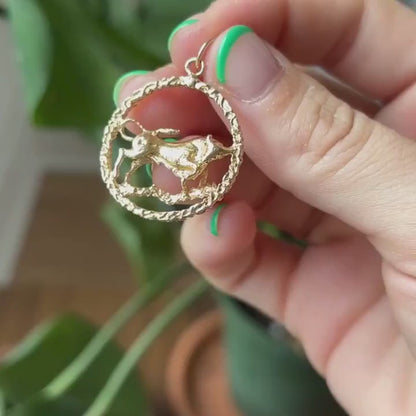 14k bull charm