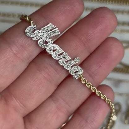 14k Maria rope bracelet with diamonds 6.5"